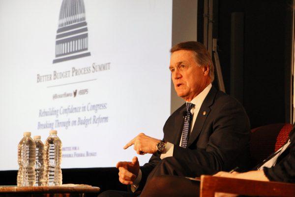Senate Budget Committee member Sen. David Perdue (R-Ga.) speaking at the 2018 Better Budget Process Summit in Washington, DC on Feb. 26, 2018. (Courtesy of the CFRB)