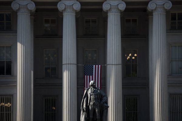 A view of the US Treasury building, seen in Washington, DC on June 21, 2017. (Brendan Smialowski/AFP/Getty Images)