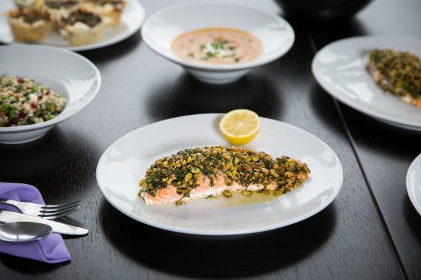 Aegina-Style Salmon with Pistachio Crust. (Benjamin Chasteen/The Epoch Times)
