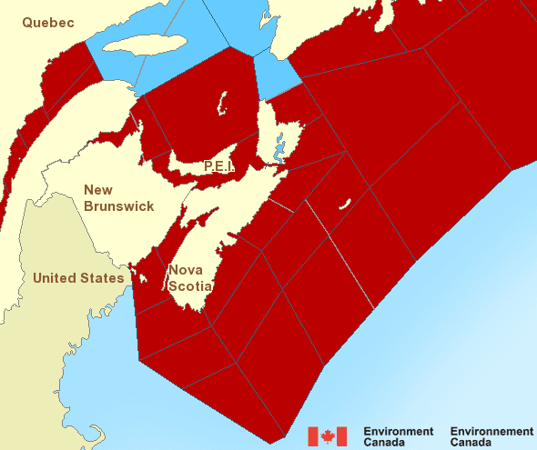 Environment Canada has issued marine warnings for the Maritime region. (Environment Canada)