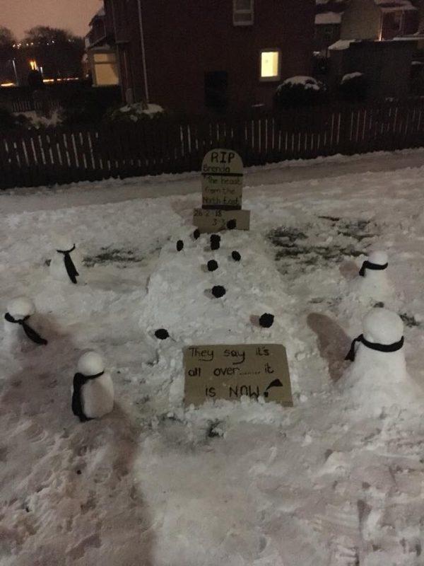 A grave of the snow woman Brenda in Newcastle upon Tyne, England. (Thomas Walker via Storyful)