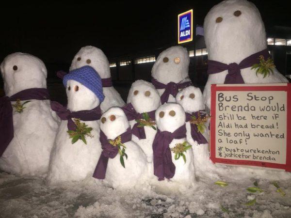 Snowmen in Newcastle upon Tyne, England. (Thomas Walker via Storyful)