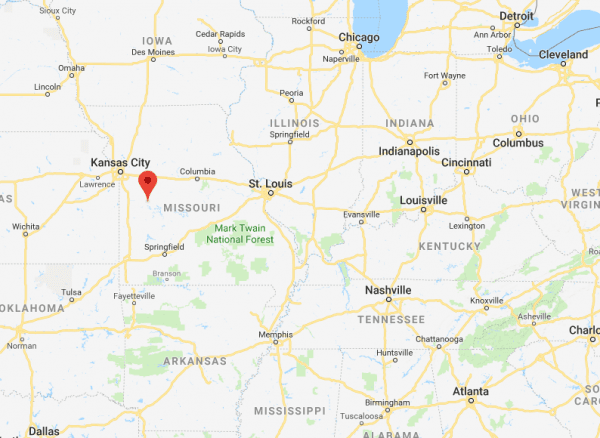 Clinton in Missouri. (Screenshot via Google Maps)