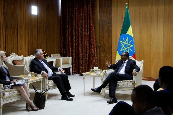 U.S. Secretary of State Rex Tillerson meets with Ethiopia's Prime Minister Hailemariam Desalegn in Addis Ababa, Ethiopia on March 8, 2018. (Jonathan Ernst/Reuters)