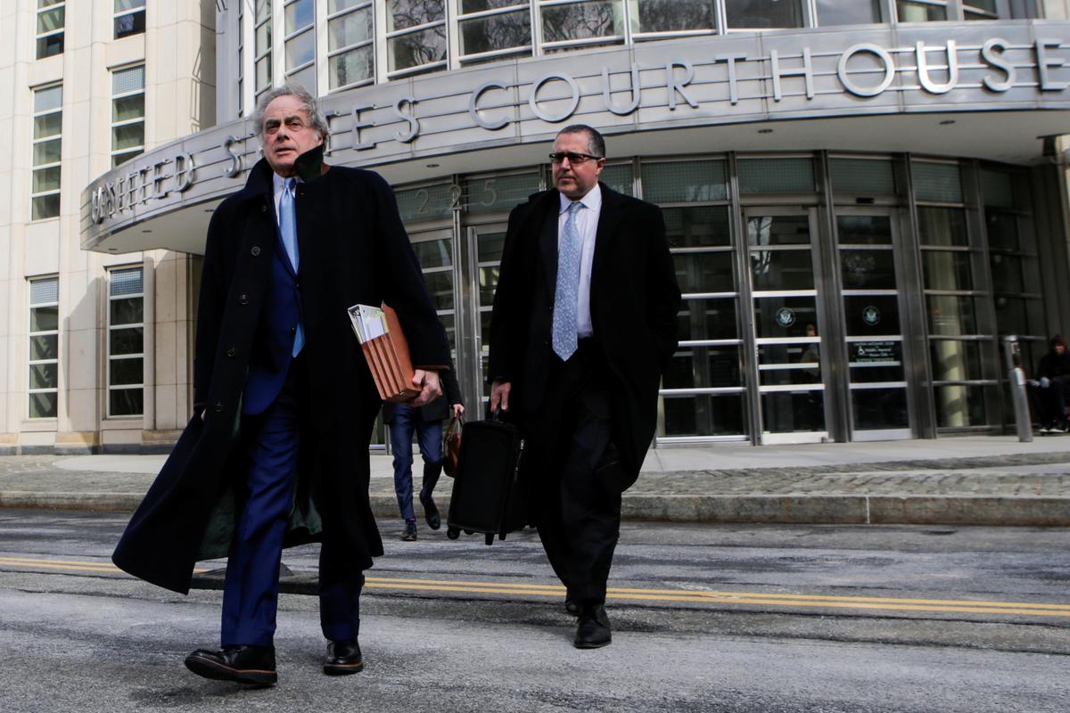 Attorney Benjamin Brafman (L) exits the courthouse after a sentence for his client, former drug company executive Martin Shkreli, at the U.S. District Court for the Eastern District of New York in Brooklyn, New York on March 9, 2018. (REUTERS/Eduardo Munoz)