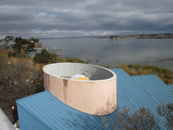 A hidden homeless camp on the roof of the Amtrak station in Antioch, California,<br/>with a view of the San Joaquin River and the Kimball Island. (Antioch Police Department)