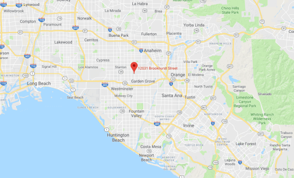 The bodies were found in a shopping center parking lot in Garden Grove, Calif. (Screenshot via Google Maps)