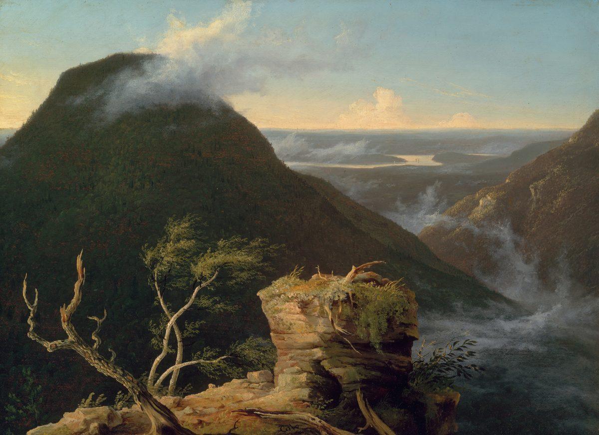 "View of Round-Top in the Catskill Mountains,"1827, by Thomas Cole (1801–1848). Oil on panel, 18 5/8 inches by 25 3/8 inches, Museum of Fine Arts, Boston, gift of Martha C. Karolik for the M. and M. Karolik Collection of American Paintings, 1815–1865. (The Metropolitan Museum of Art)