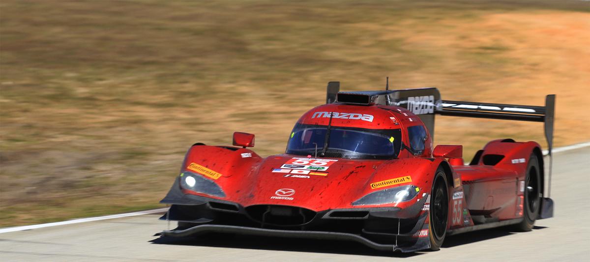 The #55 Mazda driven by Jonathan Bomarito, Spencer Pigot, and Harry Tincknell finished sixth but very nearly finished on the podium with a good chance at the top step. (Chris Jasurek/Epoch Times)