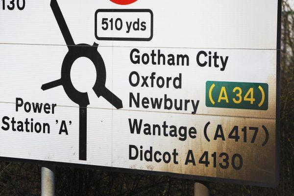 Road sign for Gotham City. (SWNS)