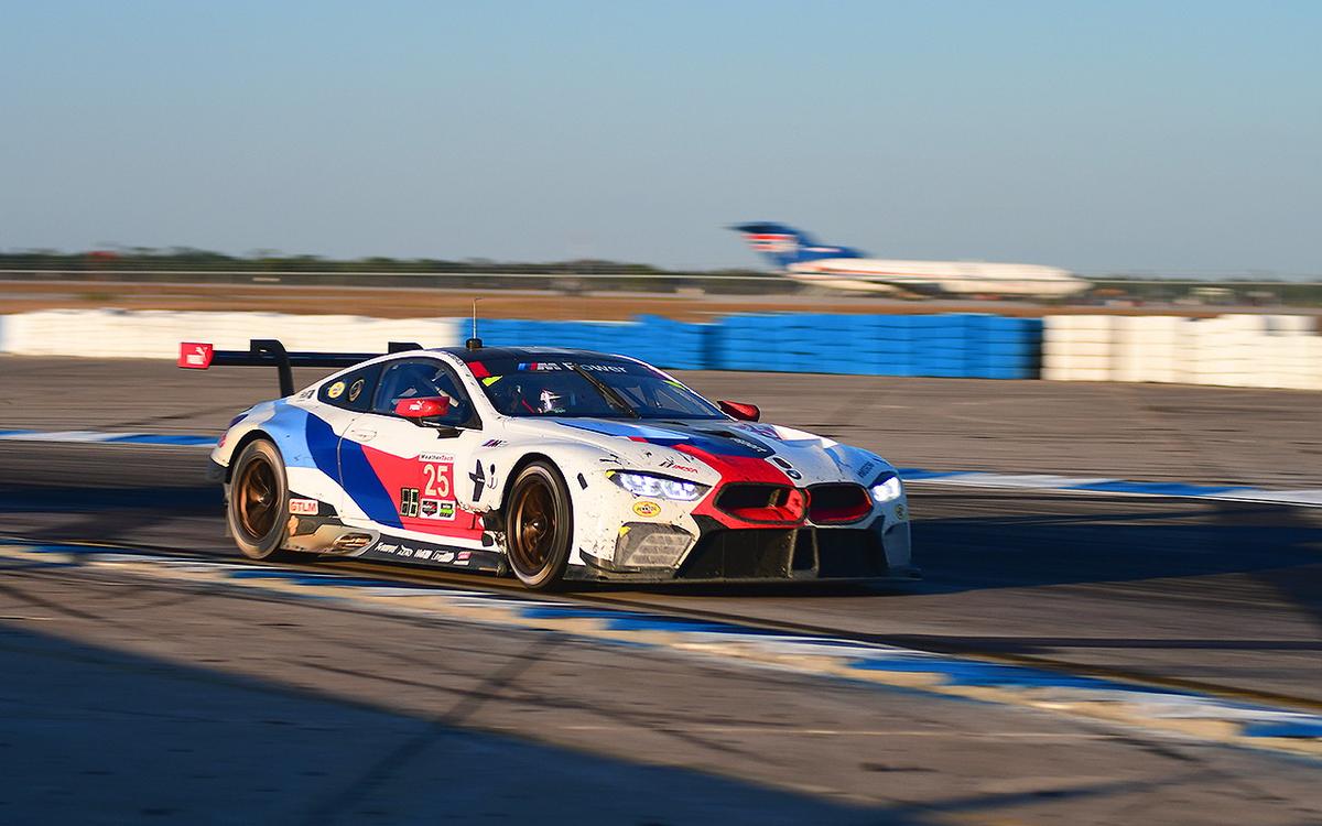 The new BMW M8 GTLM proved to be surprisingly quick. Bill Auberlen, participating in his 25th Sebring 12 hours, shared driving duties in the #25 with Connor De Phillippi and Alexander Sims. The car dropped back early with brake issues but came on strong in the later hours to finish second. (Bill Kent/Epoch Times)