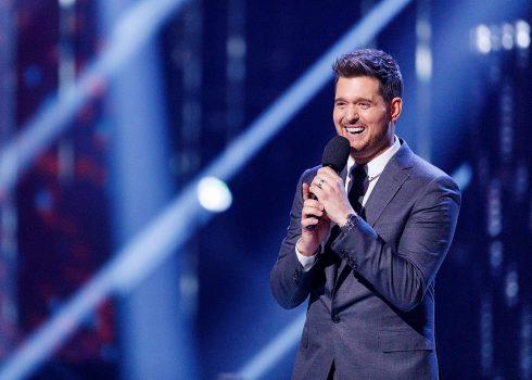 Singer Michael Buble speaks on stage during the 2018 JUNO Awards at Rogers Arena on March 25, 2018 in Vancouver, Canada. (Andrew Chin/Getty Images)
