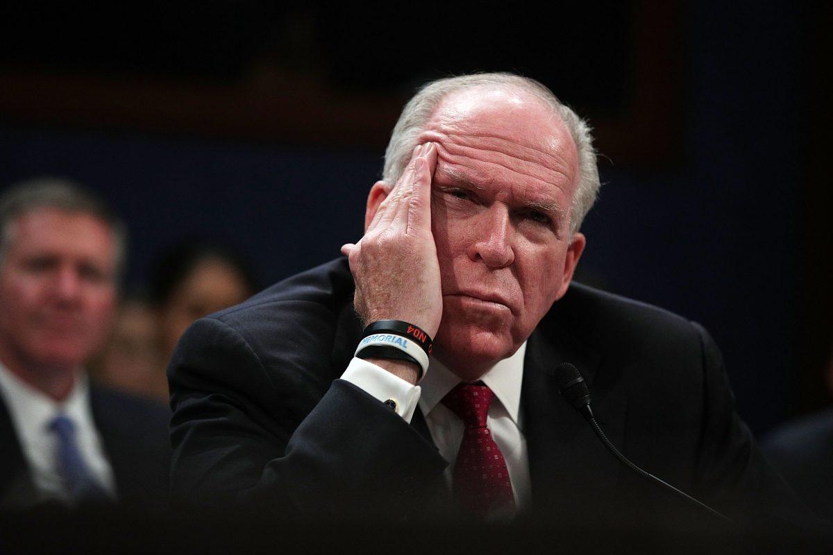 Former CIA Director John Brennan testifies before the House Permanent Select Committee on Intelligence in Washington, on May 23, 2017. (Alex Wong/Getty Images)