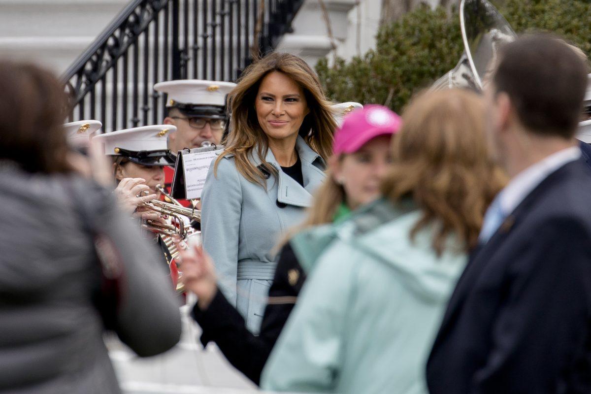 First Lady Melania Trump at the annual Easter Egg Roll on the South Lawn of the White House on April 2, 2018. (Samira Bouaou/The Epoch Times)