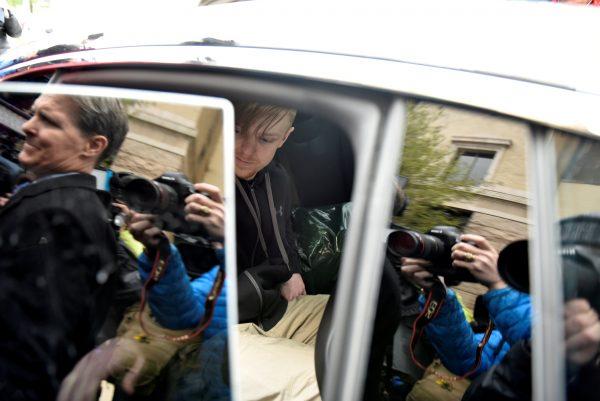 Ethan Couch closes the door to a vehicle that was waiting for him after being released from the Tarrant County Jail in Fort Worth, Texas, U.S., April 2, 2018. (Reuters/Nick Oxford)