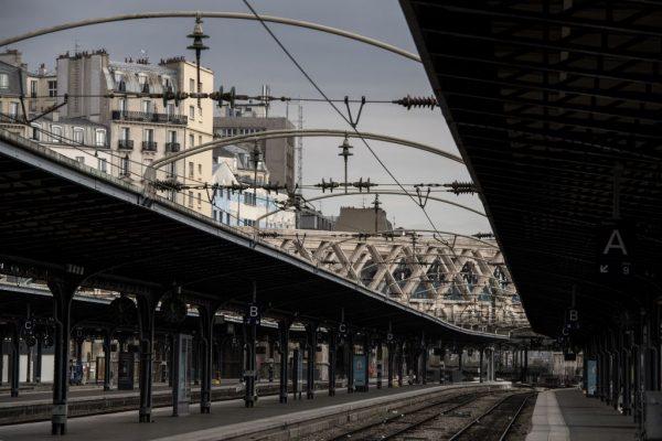 Deserted train platforms are seen at Gare de l'Est train station in Paris on April 3, 2018, at the start of three months of rolling rail strikes.<br/>(Christophe Archambault/AFP/Getty Images)