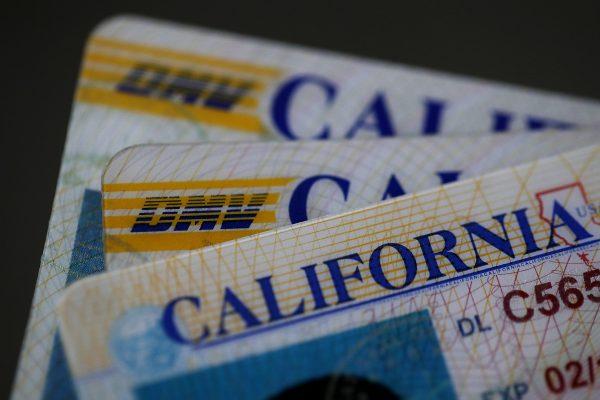 Photo illustration of a California driver's license. (Justin Sullivan/Getty Images)