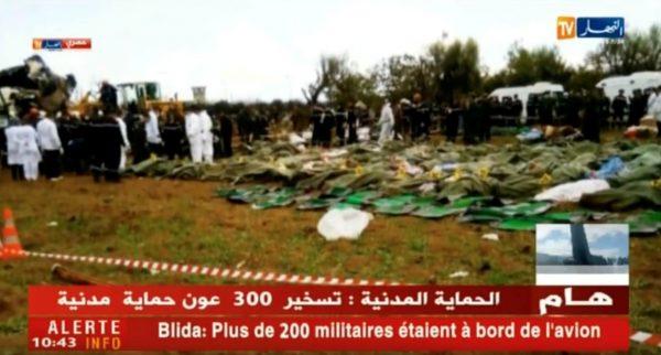 Bodies are seen on the ground after a plane crashed into a field outside Algiers, Algeria April 11, 2018 in this still image taken from a video. (Ennahar TV/Handout/ via Reuters)