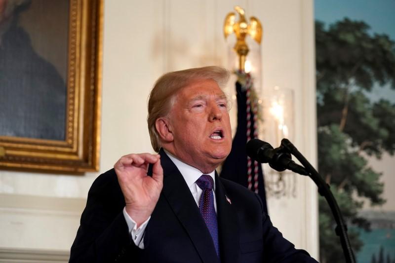 President Donald Trump makes a statement about Syria at the White House in Washington, U.S., April 13, 2018. (REUTERS/Yuri Gripas)