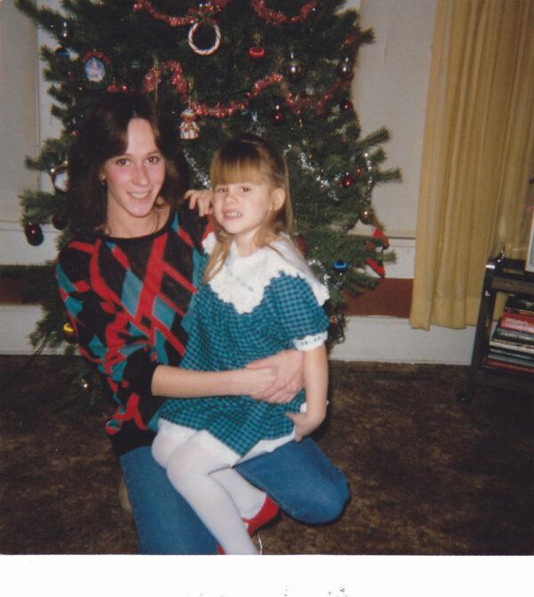 Barbara and her daughter, Sarah, at Christmas 1986.