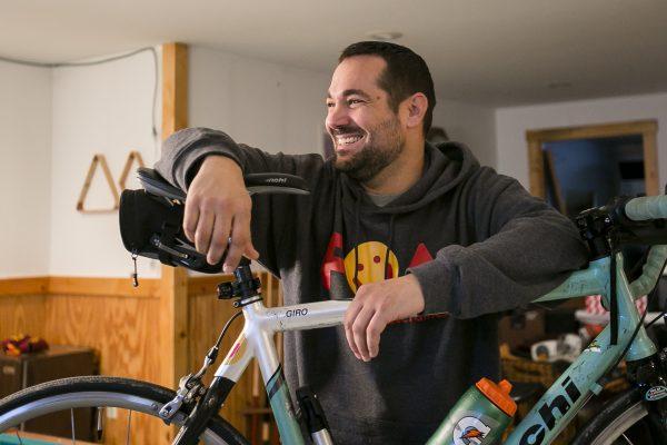 One of Billy Brokschmidt's newfound passions is cycling, following a 15-year addiction that started with pain pills after surgery. He lives near Dayton, Ohio, on Dec. 8, 2017. (Charlotte Cuthbertson/The Epoch Times)