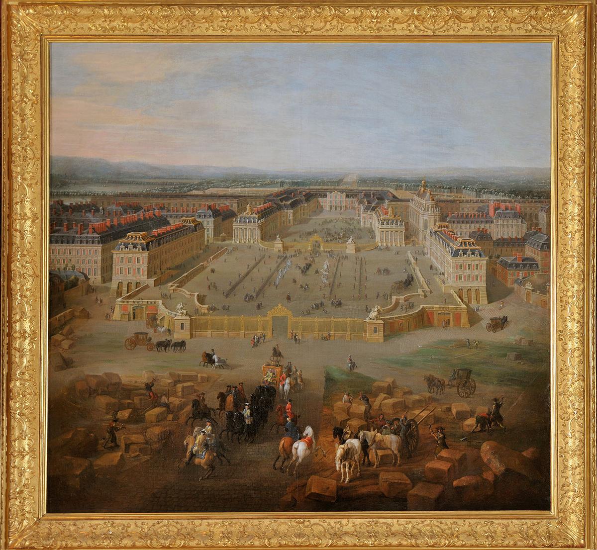 "View of the Château de Versailles From the Parade Grounds," 1722, by Pierre Denis Martin the Younger (French, 1663–1742). Oil on canvas, 54 3/4 inches by 59 inches. Musée National des Châteaux de Versailles et de Trianon, RMN-Grand Palais/Art Resource, New York. (Jean-Marc Manaï)