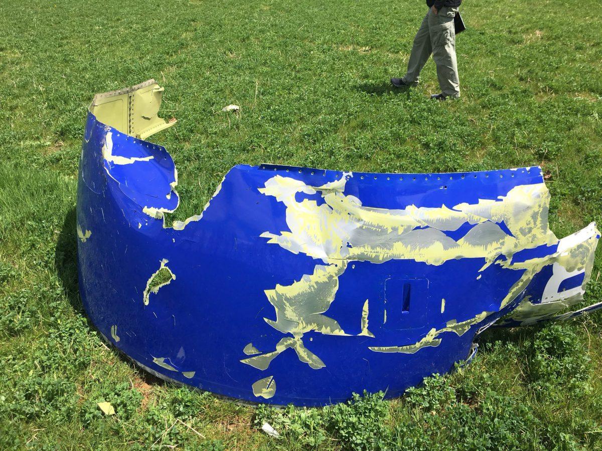 U.S. NTSB photo shows a part of the engine cowling from the Southwest Airlines plane. (NTSB/Handout via Reuters)