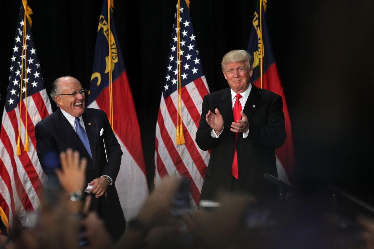 Former New York City Mayor Rudy Giuliani introduces Republican presidential candidate Donald Trump at a rally at the Charlotte Convention Center in Charlotte, N.C., on Aug. 18, 2016. (Brian Blanco/Getty Images)