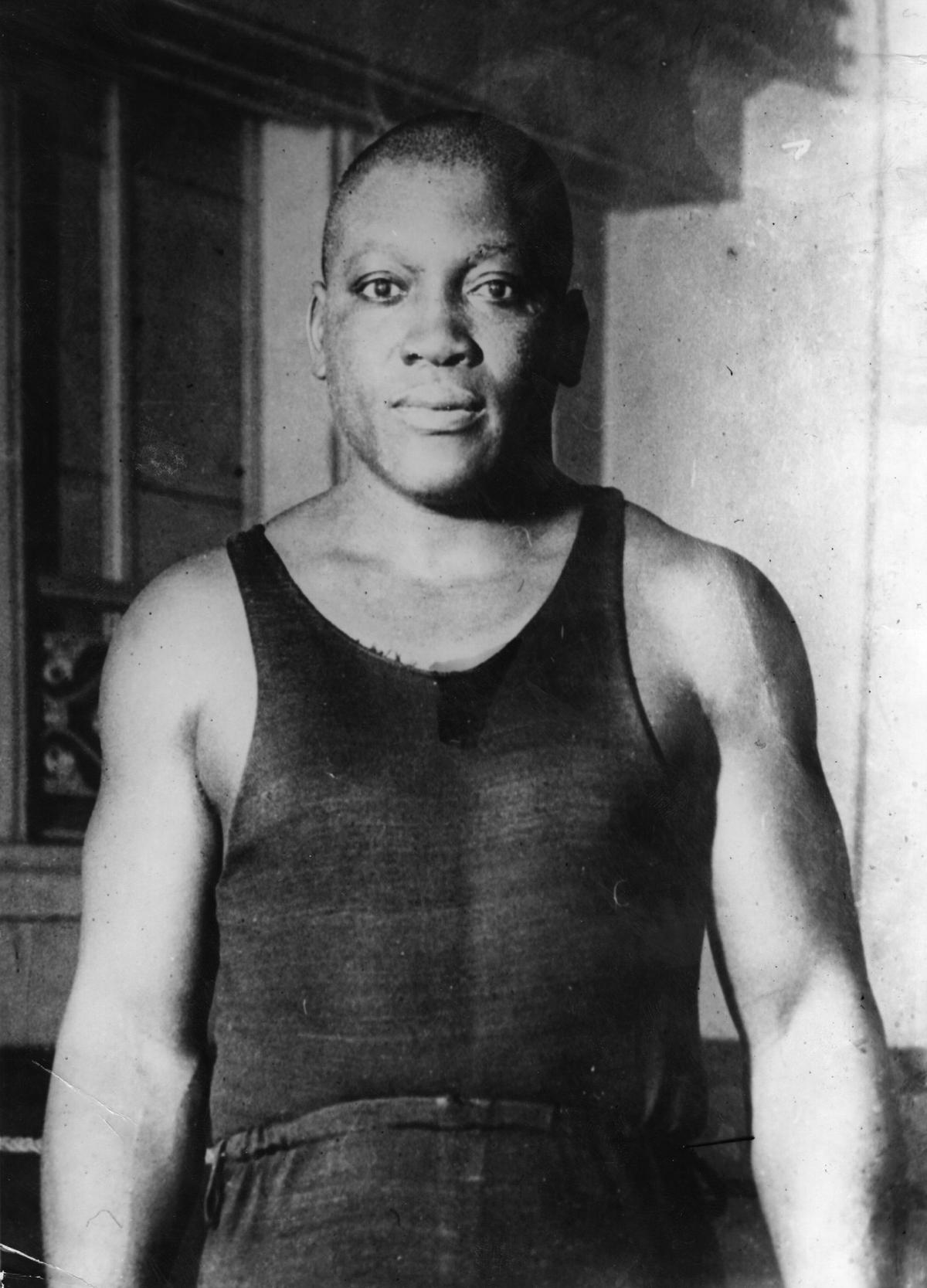 Jack Johnson (1878 - 1946) of the USA, one of the greatest heavyweight boxers of all time. In 1908 he took the world title from Tommy Burns and held on to it until Jess Willard beat him in 1915. (Hulton Archive/Getty Images)