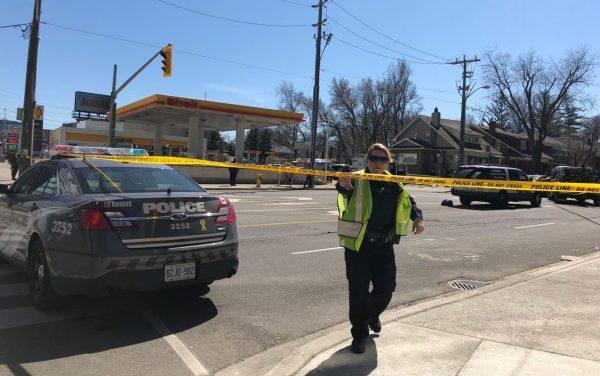 Police close off the area in Toronto where a white van struck dozens of pedestrians in a violent attack. (Teng Dongyu/The Epoch Times)