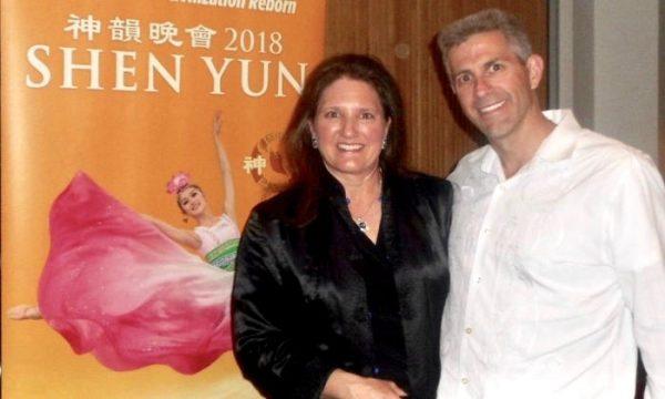 Cynthia and Bernie Bulcourf attended the Shen Yun performance at the Curtis M. Phillips Center for the Performing Arts, in Gainesville, Fla., on March 15, 2018. “It was vibrant, very colorful, very ornate, just very graceful, very beautiful, yet powerful,” said Mrs. Bulcourf, a stained-glass artist. (Edie Bassen/The Epoch Times)