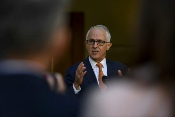 Australian Prime Minister Malcolm Turnbull speaks to the media during a news conference at Parliament House in Canberra, Australia, March 27, 2018. (AAP Image/Lukas Coch/via Reuters)