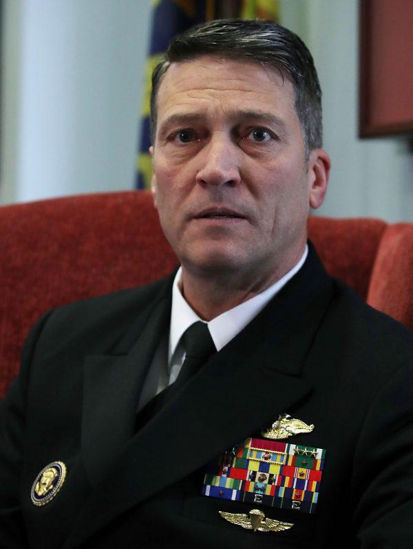 Physician to the President Navy Rear Admiral Ronny Jackson during his meeting with Sen. Jon Tester in Tester's office in the Hart Senate Office Building on Capitol Hill in Washington, DC, on April 17, 2018. (Mark Wilson/Getty Images)