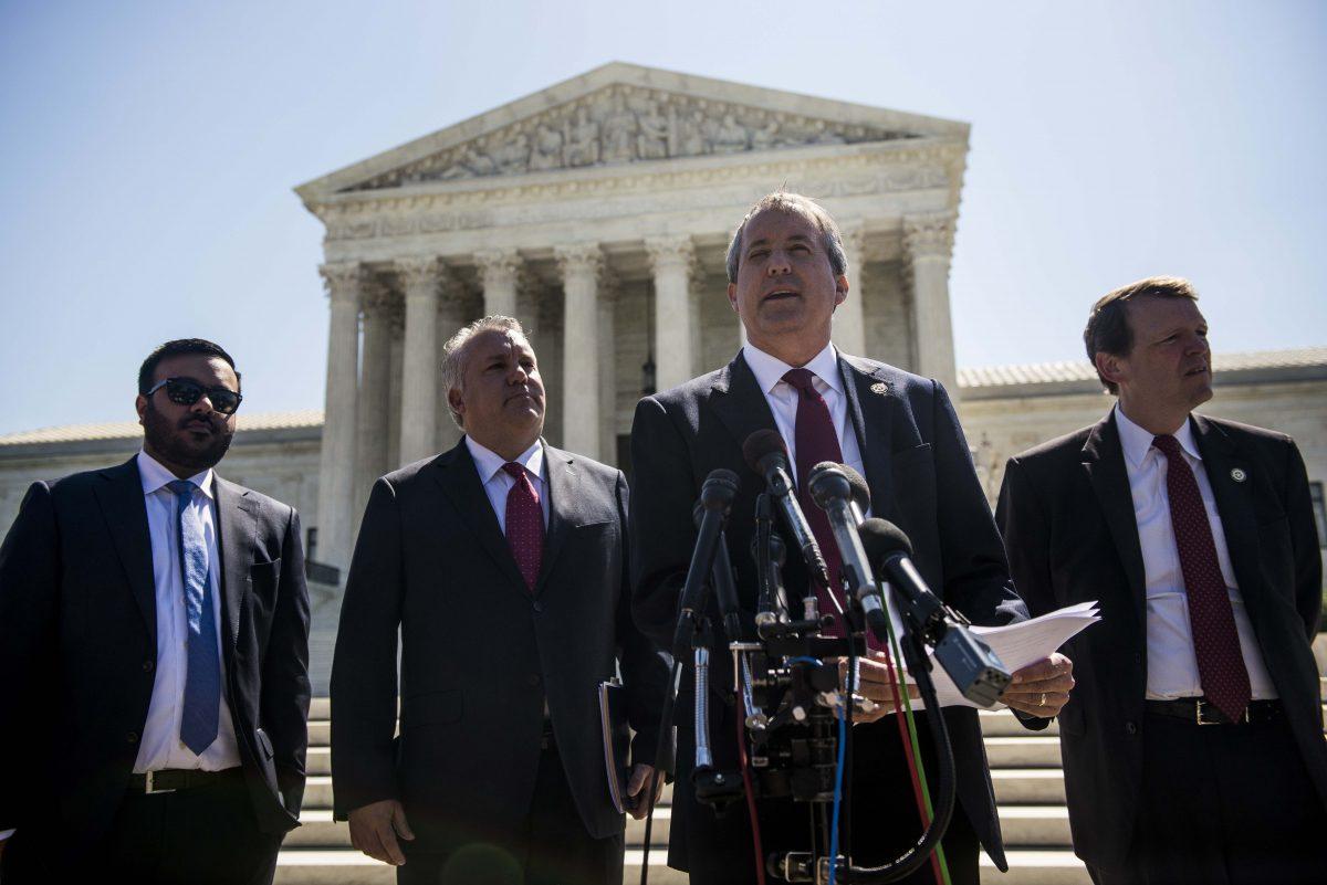 Texas Attorney General Ken Paxton outside the Supreme Court on Capitol Hill in Washington on June 9, 2016. (Gabriella Demczuk/Getty Images)