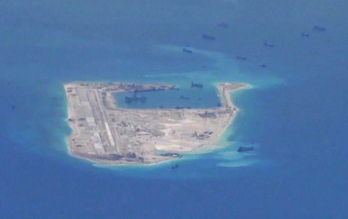 One of China's man-made islands in the South China Sea, on May 21, 2015. (U.S. Navy/Handout via Reuters)