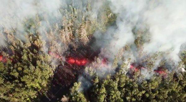 Lava emerges from the ground after Kilauea Volcano erupted, on Hawaii's Big Island May 3, 2018, in this still image taken from video obtained from social media. (Jeremiah Osuna/via Reuters)
