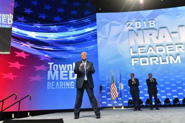 President Donald Trump attends the NRA-ILA Leadership Forum during the NRA Annual Meeting at the Kay Bailey Hutchison Convention Center in Dallas, Texas, on May 4, 2018. (Nicholas Kamm/AFP/Getty Images)