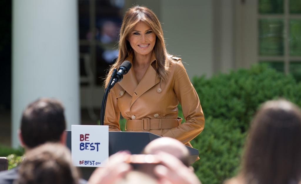 US First Lady Melania Trump announces her "Be Best" children's initiative in the Rose Garden of the White House in Washington, DC, May 7, 2018. (SAUL LOEB/AFP/Getty Images)