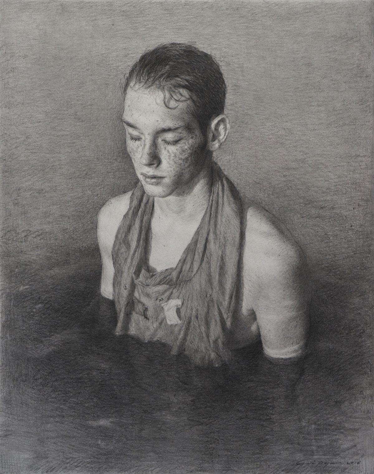  "La Mer" by Julio Reyes. Graphite on paper, 18.25 inches by 14.5 inches. (The Florence Academy of Art–U.S.)