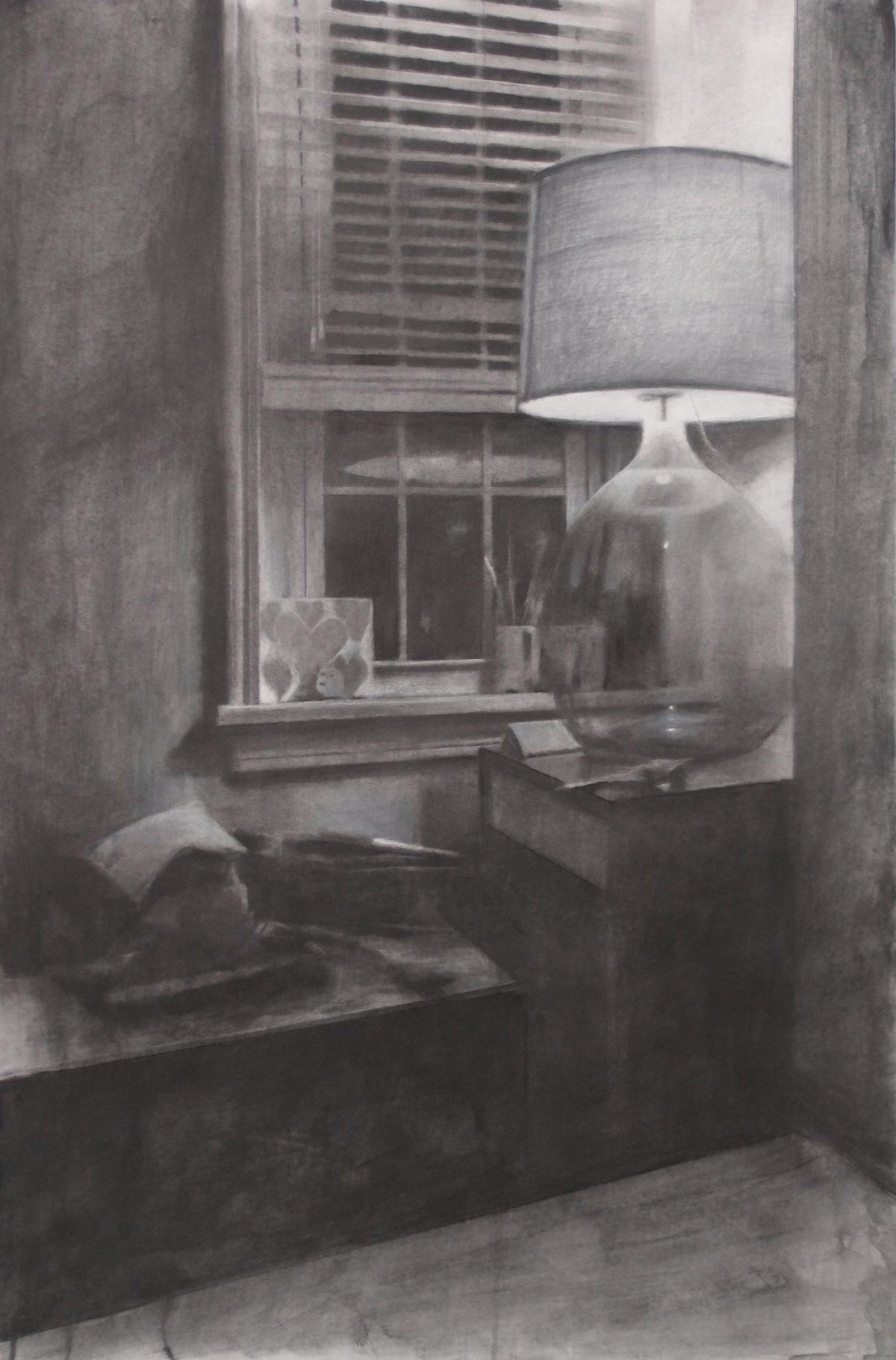 "Happy House" by Michael Grimaldi. Graphite, charcoal, and chalk on paper, 36 inches by 24 inches. (The Florence Academy of Art–U.S.)