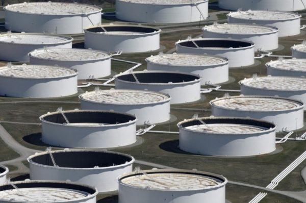 Crude oil storage tanks at the Cushing oil hub in Cushing, Okla., on March 24, 2016. (Nick Oxford/Reuters)