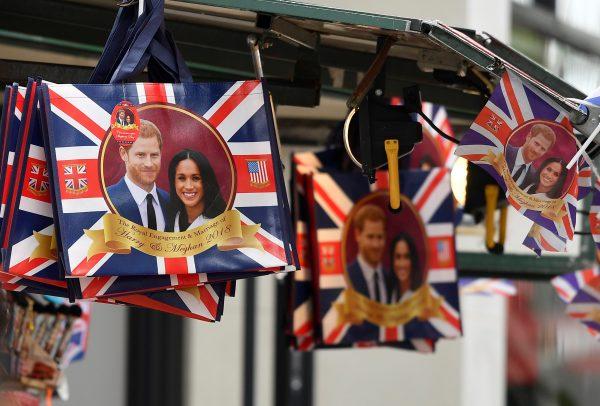 Commemorative items are seen for sale ahead of the forthcoming wedding of Britain's Prince Harry and his fiancee Meghan Markle, on Oxford Street in London, Britain, May 11, 2018. (Reuters/Toby Melville)