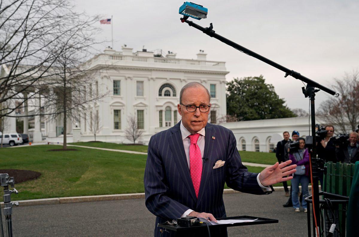 President Donald Trump's economic adviser Larry Kudlow is interviewed at the White House in Washington, DC, on April 6, 2018. (REUTERS/Kevin Lamarque/File Photo)