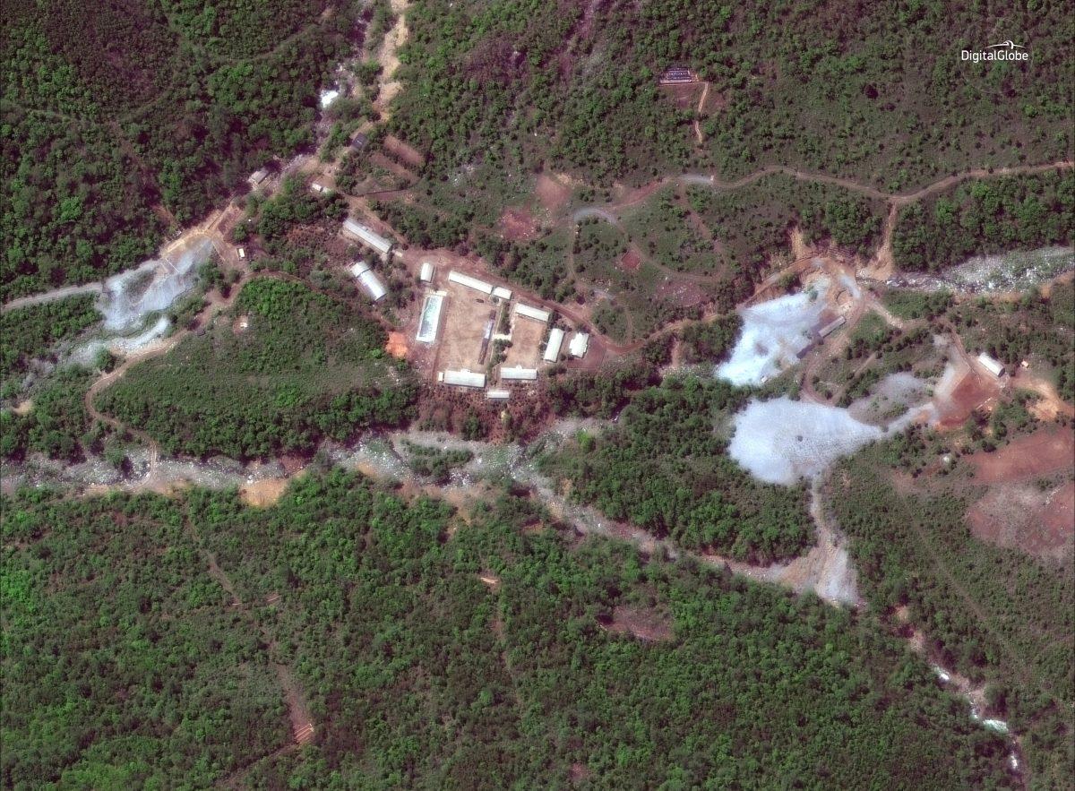 North Korea's Punggye-ri Nuclear Test Facility is shown in this DigitalGlobe satellite image in North Hamgyong Province, North Korea, on May 23, 2018. (Satellite image ©2018 DigitalGlobe, a Maxar company/Handout via Reuters)