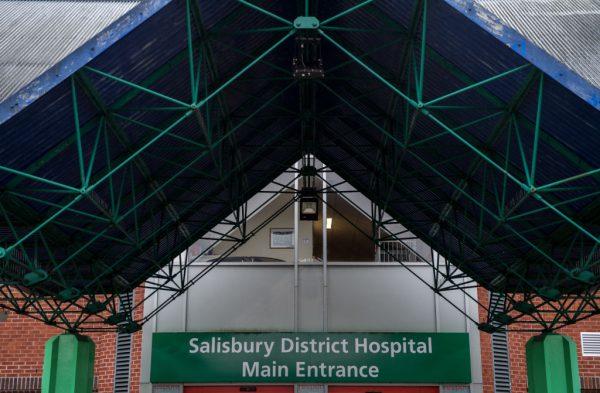 The main entrance to Salisbury District Hospital as Yulia Skripal was discharged from the hospital on April 10, 2018 in Salisbury, England. (Chris J Ratcliffe/Getty Images)