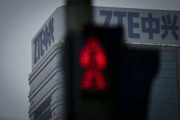 The ZTE logo is seen on a building in Beijing on May 14, 2018. (Wang Zhao/AFP/Getty Images)