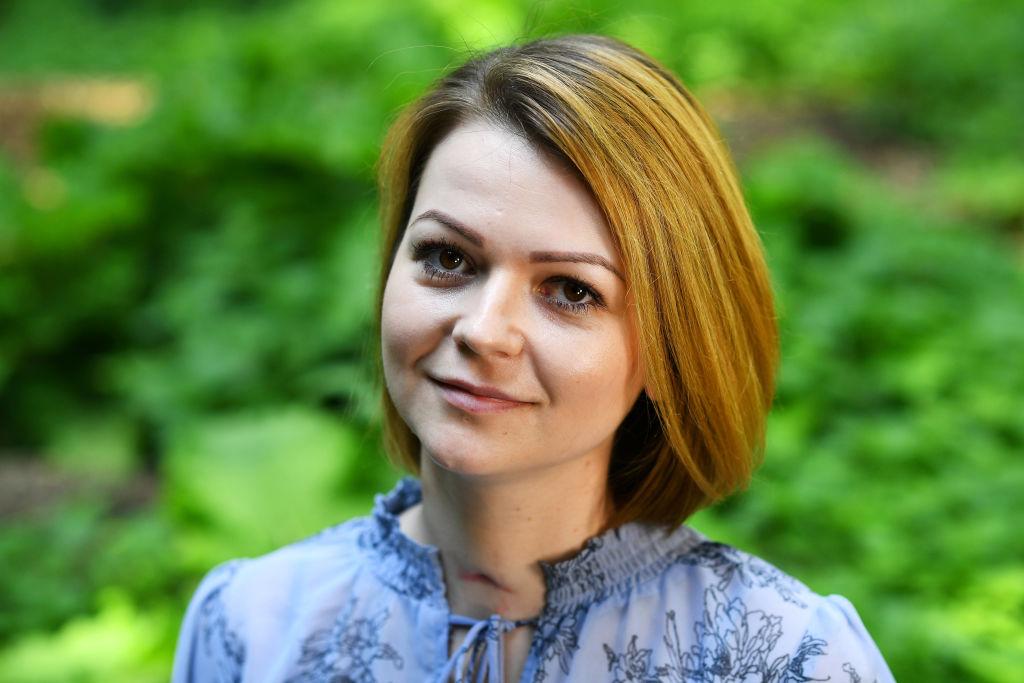 Yulia Skripal, who was poisoned in Salisbury along with her father, Russian spy Sergei Skripal, speaks to media representatives in London, on May 23, 2018. (Dylan Martinez/AFP/Getty Images)