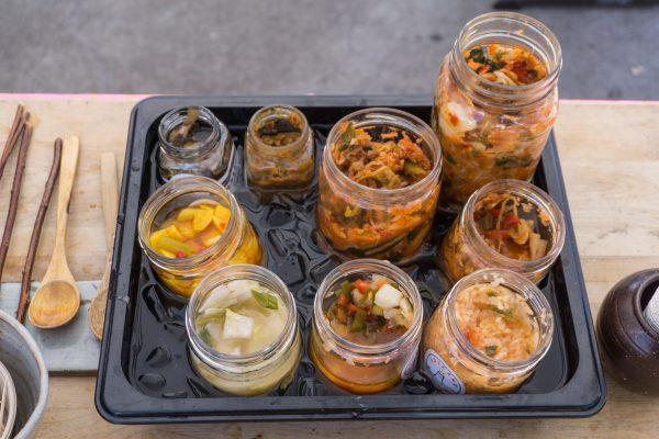 A selection of kimchi, from napa cabbage to golden beet. (Crystal Shi/The Epoch Times)