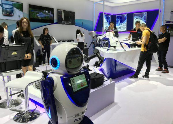 FILE PHOTO: A police robot that can scan faces is seen on display at the China International Exhibition on Police Equipment in Beijing, China May 15, 2018. (Pei Li/Reuters)