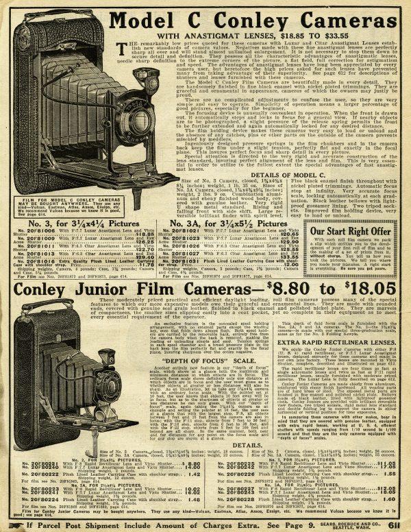 The Conley Junior camera as advertised in the 1916 Sears, Roebuck and Co. catalog. (OldDesignShop.com)